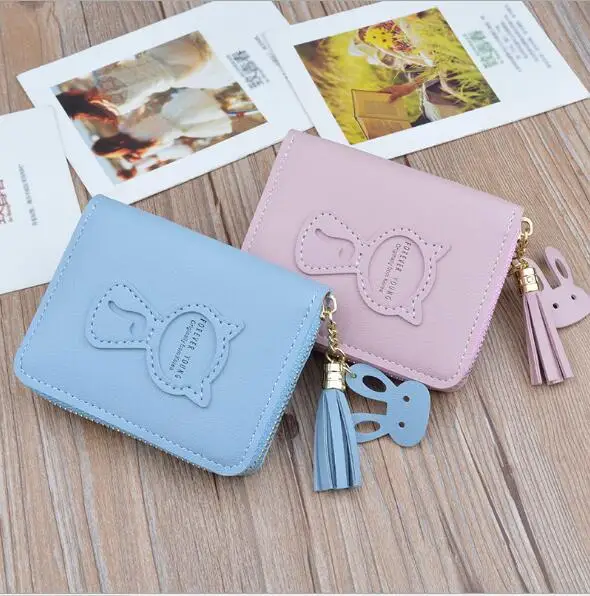 Маленький кошелек с рисунком котенка для монет модный студенческий маленькая