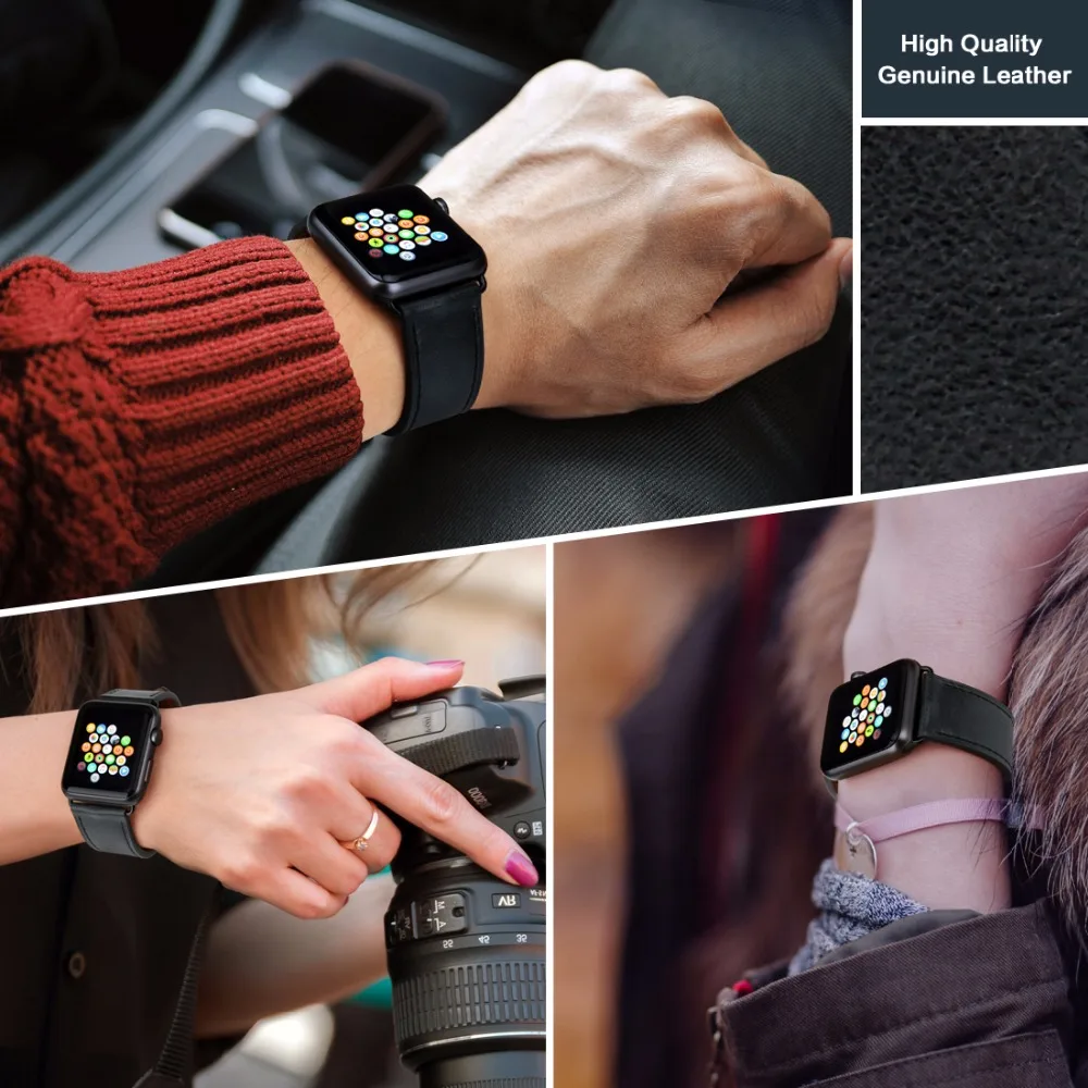 Ремешок сменный кожаный для Apple Watch Band 44 мм 40 Series 4 3 2 1|Ремешки часов| |