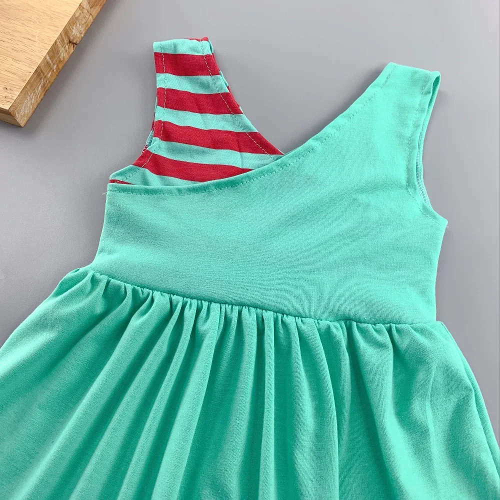 

Ancient China Neck Style Summer Autumn Striped Pattern and Clothes Baby Girls Green Cross Dress Apparel Accessory