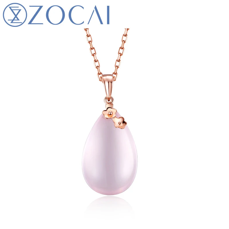 

Чокер ZOCAI из настоящего розового кварца 11,0 карат, подвеска из 18-каратного розового золота (AU750) + серебряная цепочка 925 пробы D02976