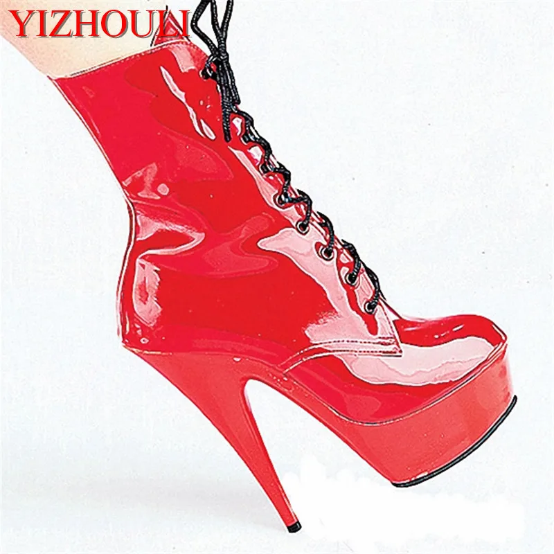

Wholesale 6 inch classic short winter high heel ankle boots Stylish 15cm Platforms Boots cos player motorcycle boots Dance Shoes