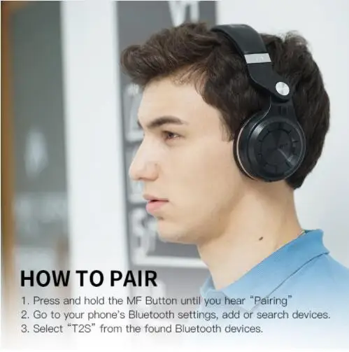 Bluedio T2S Bluetooth гарнитура складная беспроводная с микрофоном Музыка Android