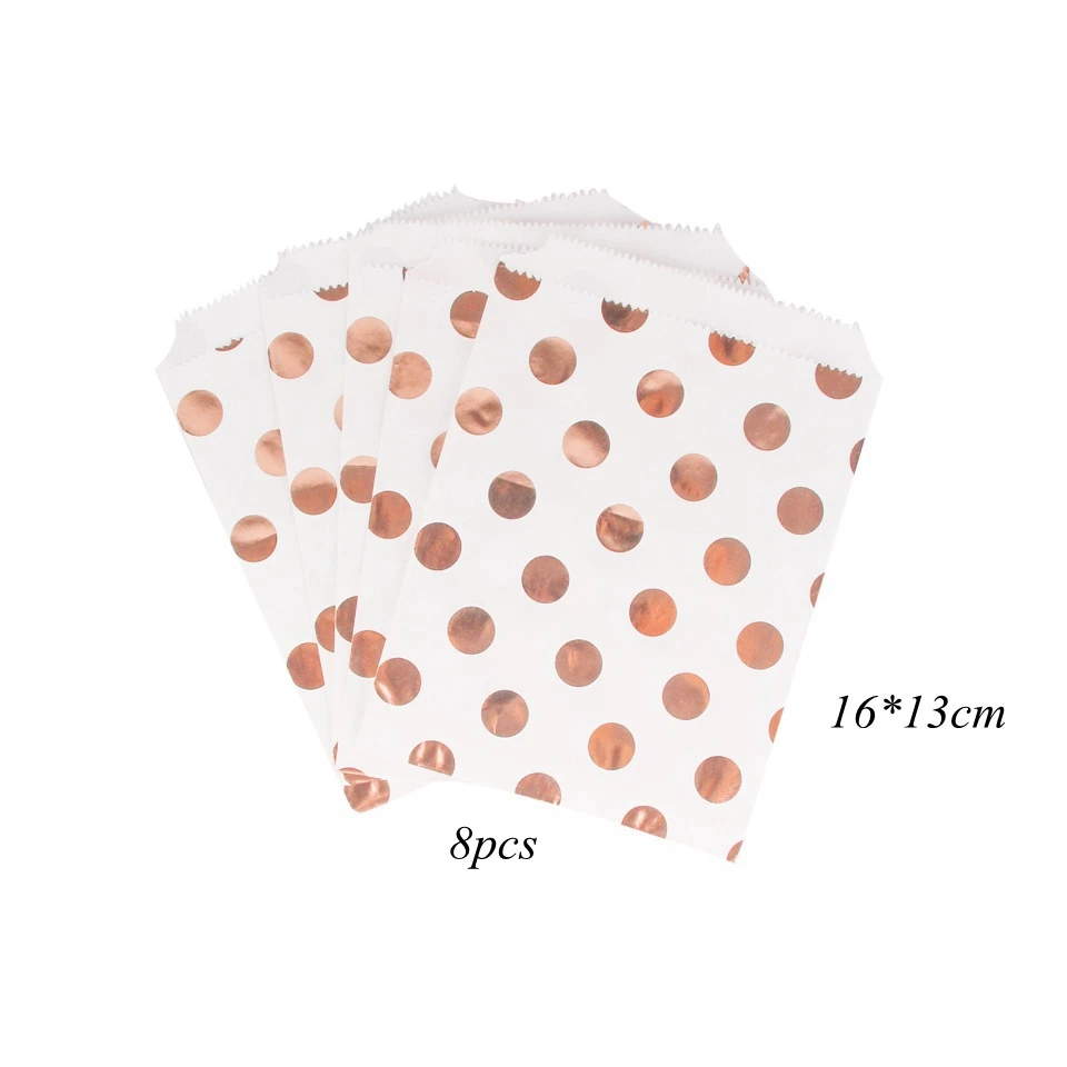 rose gold dot 25 шт./лот Mutil Стиль Крафт-Бумага конфеты буфет лакомство вкусно попкорн мешок для свадьбы День рождения сумки вечерние подарки украшения - Цвет: rose gold dot