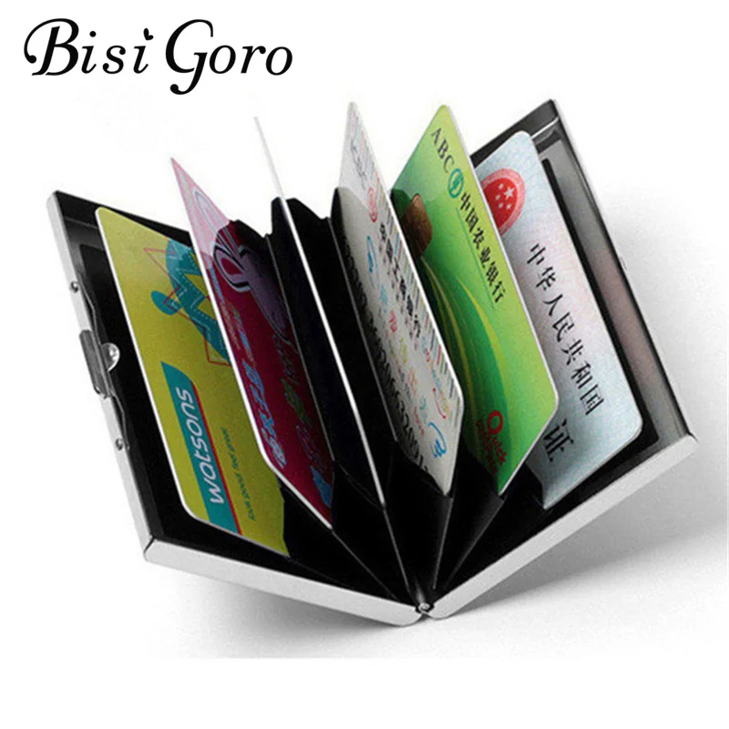

BISI GORO 2021 Name Card Holder Metal Porte Carte Pocket Slim Credit Card Holder Wallet Men Business Bank Card Package Case