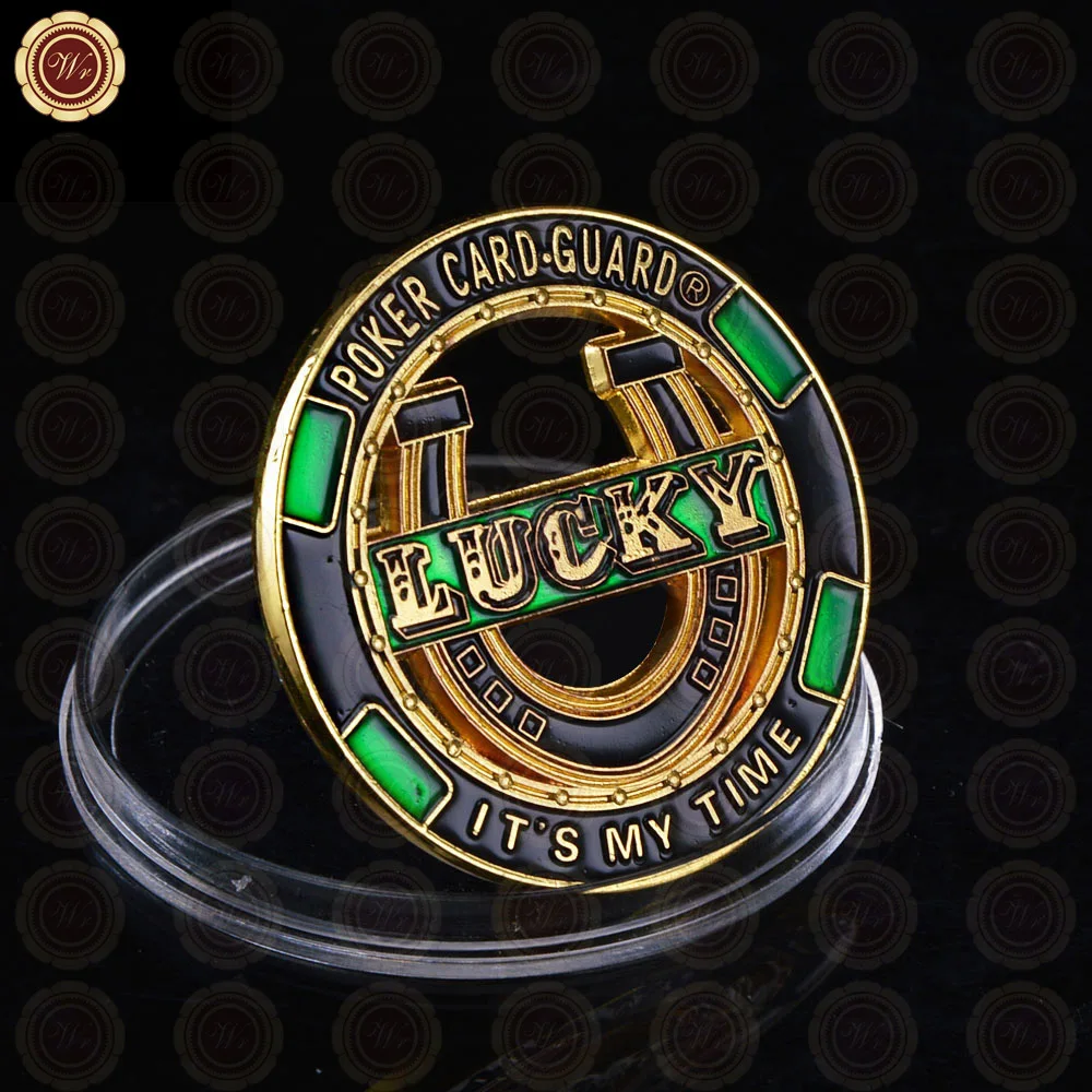 Карточка для покера Lucky Poker Card Guard обычная позолоченная монета 40*3 мм металлическая