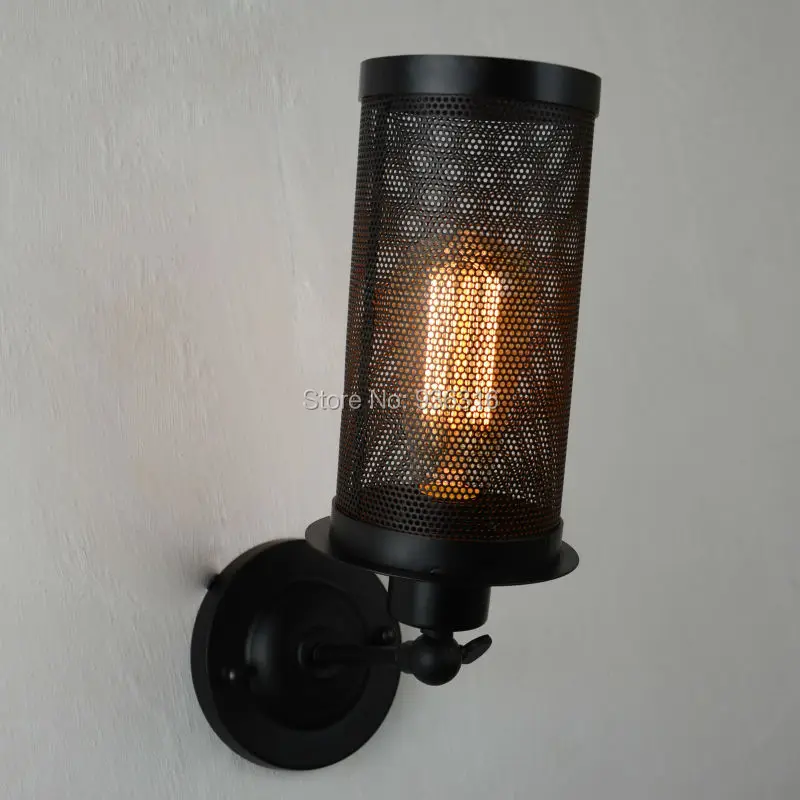 Blueking Античная винтаж кантри Стиль бра Ретро Металл Черный Клетка внутреннего