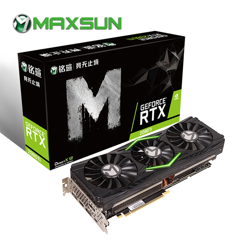 Графическая карта MAXSUN RTX 2080 Ti 11G GDDR6 NVIDIA 352bit 12nm 1350MHz 14000MHz Turing TU102 HDMI+ 3* DP+ type-C 4352