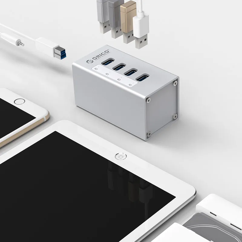 orico a3h4 aluminum high speed usb 3 0 hub usb multiple port usb3 0 hub with power port computer universal one to four adapter free global shipping