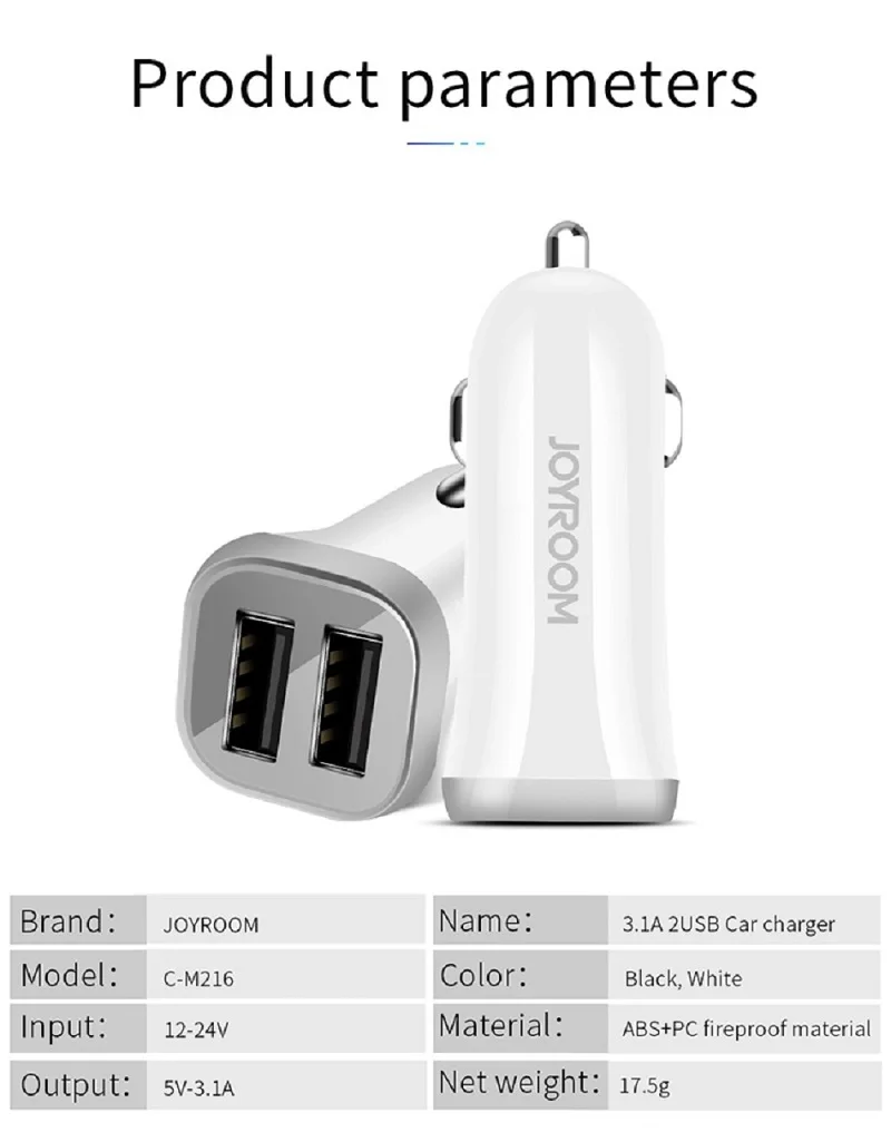 Joyroom автомобильное зарядное устройство быстрая зарядка двойной USB 3.1A для