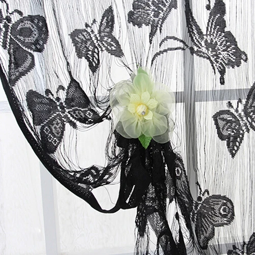 Home Decor полупрозрачные вышитые бабочки прозрачная Тюль нитяная штора с кисточкой