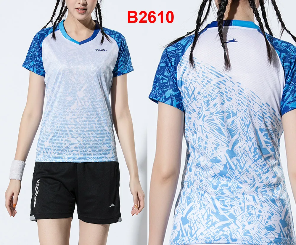 B2610 women 1 set Женская одежда для бадминтона Qucik, спортивные комплекты, одежда для тенниса, одежда для бадминтона, комплекты одежды для тенниса, спортивные костюмы - Цвет: B2610 women 1 set