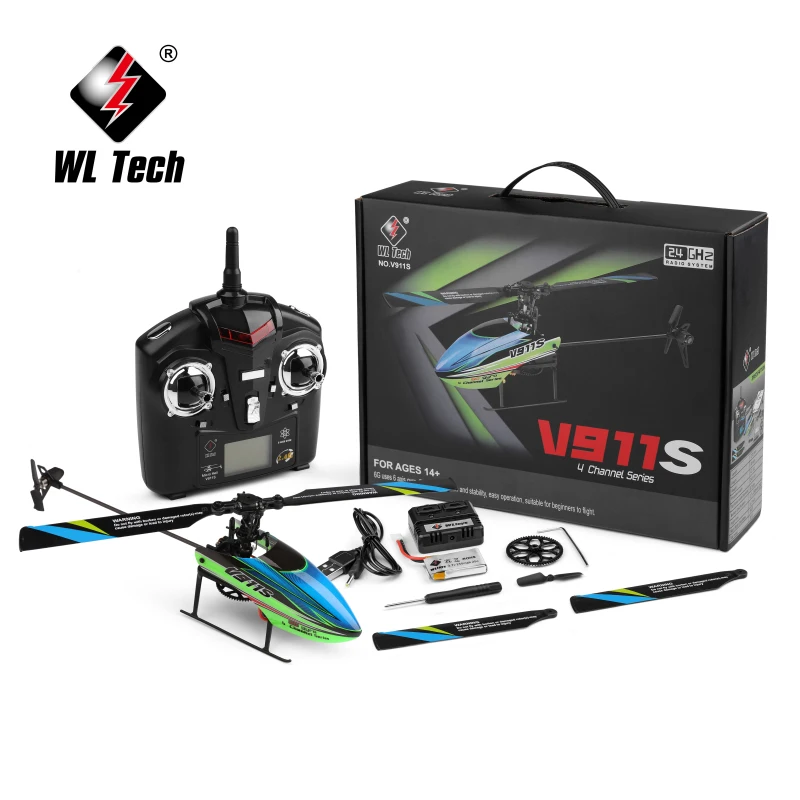 

WLtoys V911S RC Helicopter 2.4G 4CH 6-Aixs Gyro Flybarless RC Helicopter RTF Remote Control Helicopter with Gyro Crash Resistant