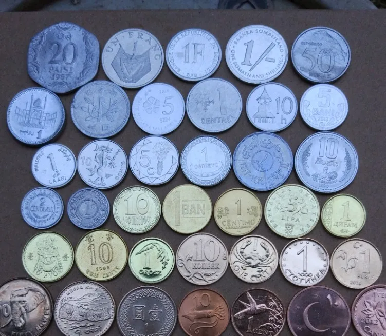 Лот 60 шт Новые различные монеты из стран мира Coin100 % реальные и оригинальные для