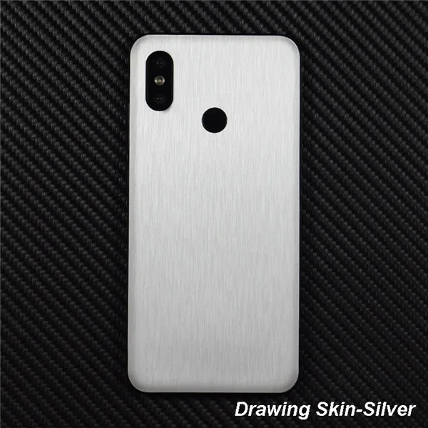 Drawing Skin Silver 3D углеродное волокно/кожа/дерево шкуры защитная задняя крышка телефона наклейка для XIAOMI Mi9 MIX3 Mi8 SE Redmi 6 Pro 5 Plus Note 7 - Цвет: Drawing Skin Silver
