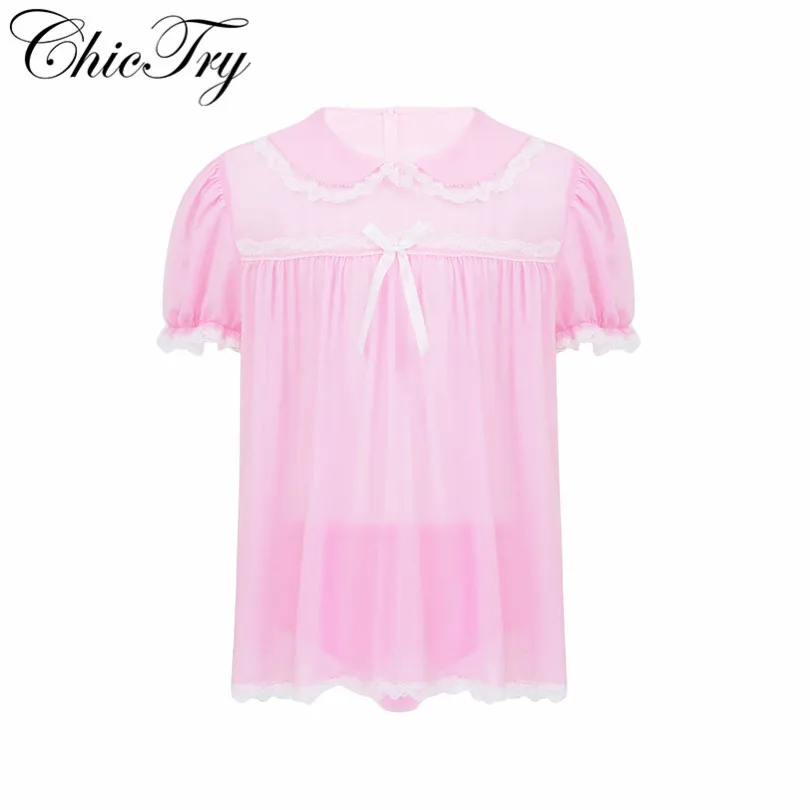 Пикантные Для мужчин взрослых Сисси шифоновое нижнее белье Цветочный наряд с