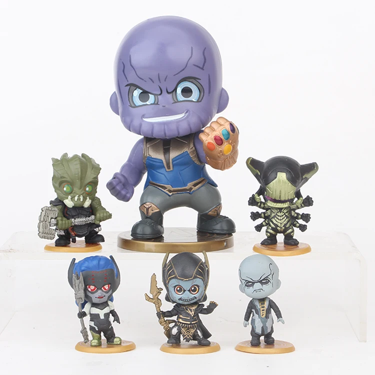 6 шт./компл. Marvel Thanos &amp Corvus Glaive Proxima Midnight Ebony Maw супергигантский черный гном милая