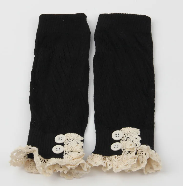 2016 Трикотажные Кнопка Кружева Гетры Женщин Мода Манжеты Ног Загрузки Носки