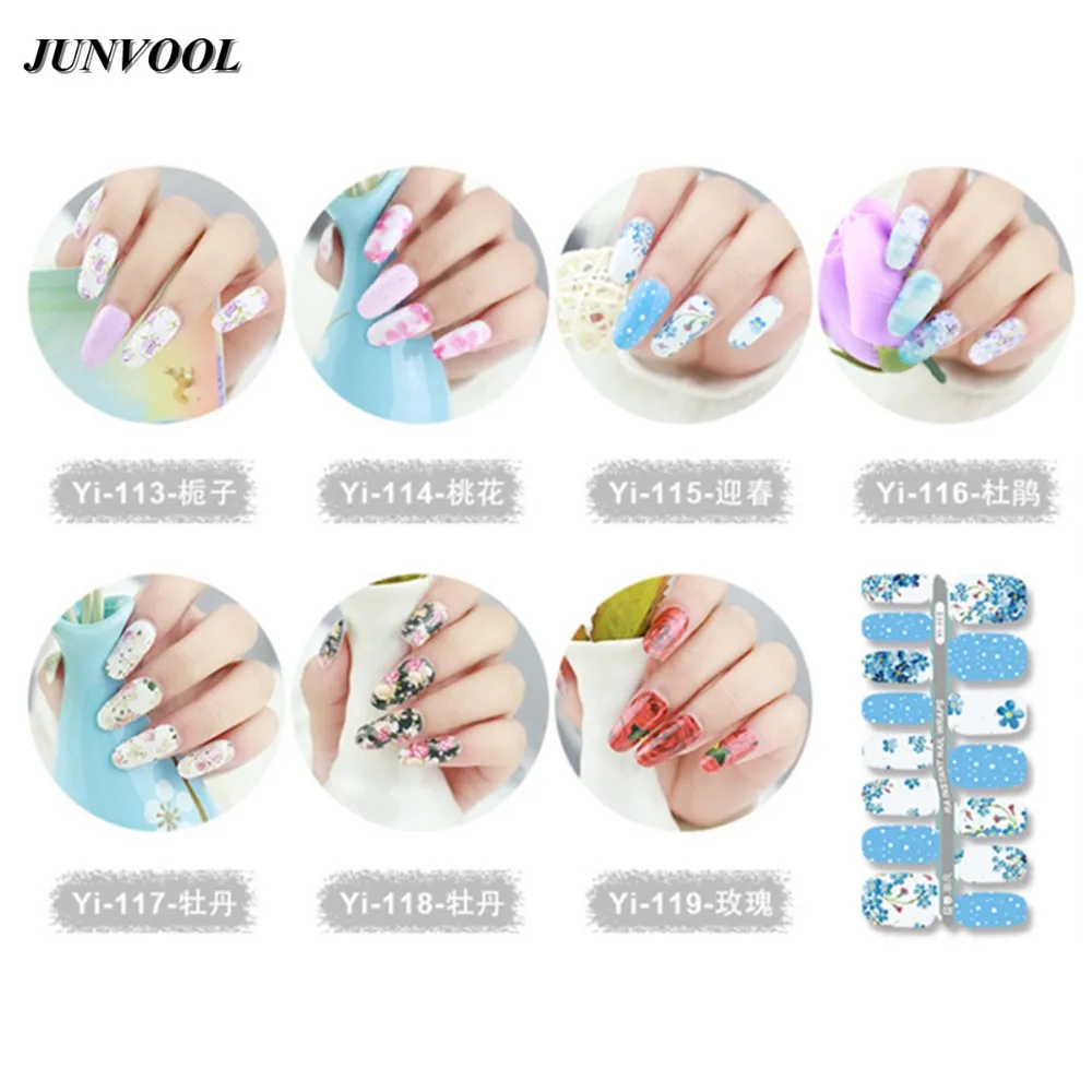 7 Лист Макияж Ногтей Наклейки Инструменты Полное Покрытие Цветы Клей Nail Art