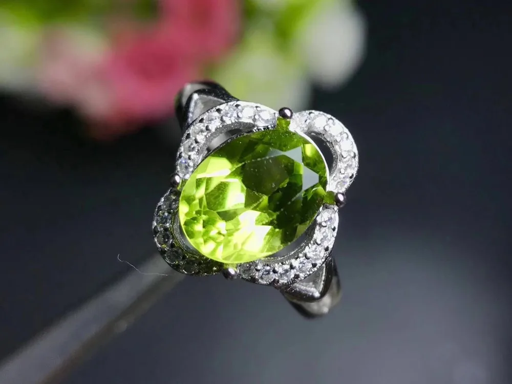 Fidelity Natural 7*9mm peridot Rings s925 sterling silver fashion fine Jewelry for women party green gemstone | Украшения и