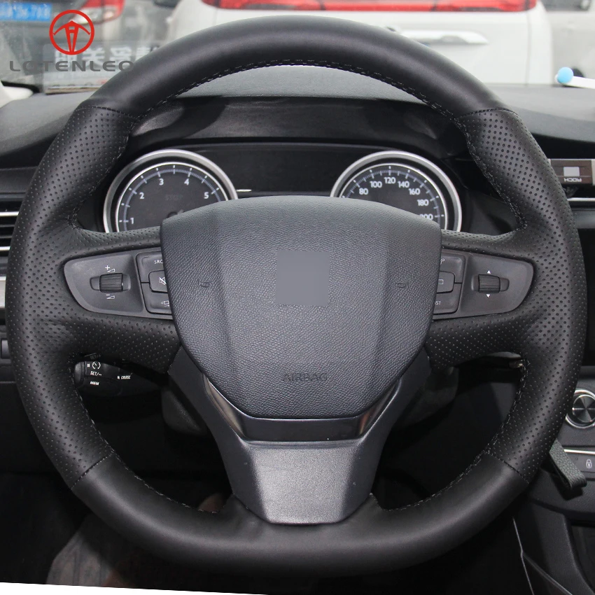 LQTENLEO черный из натуральной кожи Руль Обложка для Citroen C3 C3-XR C4- peugeot 408- traveller
