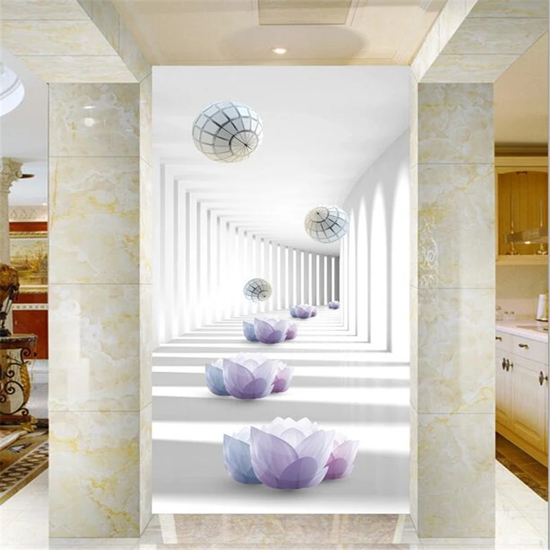 Wellyu пользовательские обои 3D абстрактный Лотос вход прохода ТВ фон стена гостиная