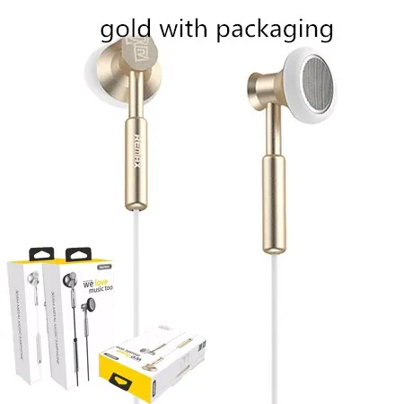 gold retail box Оригинальные металлические наушники REAMX 305 м, наушники-вкладыши 3,5 мм, музыкальные гарнитуры с микрофоном для мобильного телефона iPhone Xiaomi - Цвет: gold retail box