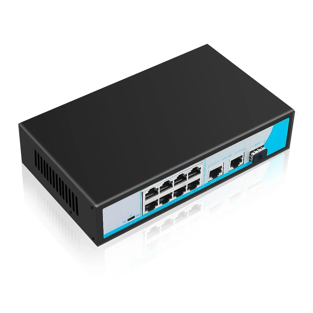Сетевой коммутатор Ethernet с 8 портами POE 100 Мбит/с + 2*10/100/1000 м переключатель Uplink 1*1000