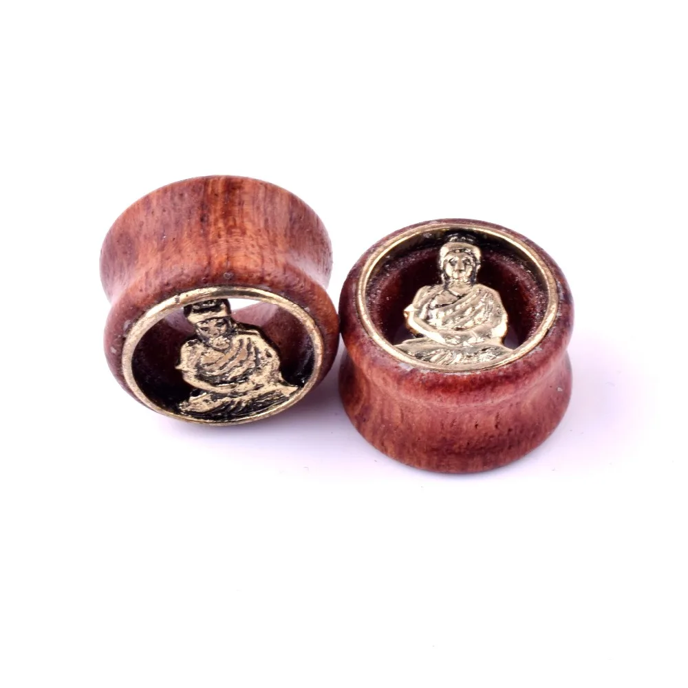 1 пара 00g 3/4 &quotPlus латунные туннели с двумя расклешенными ушками Будды заглушки для