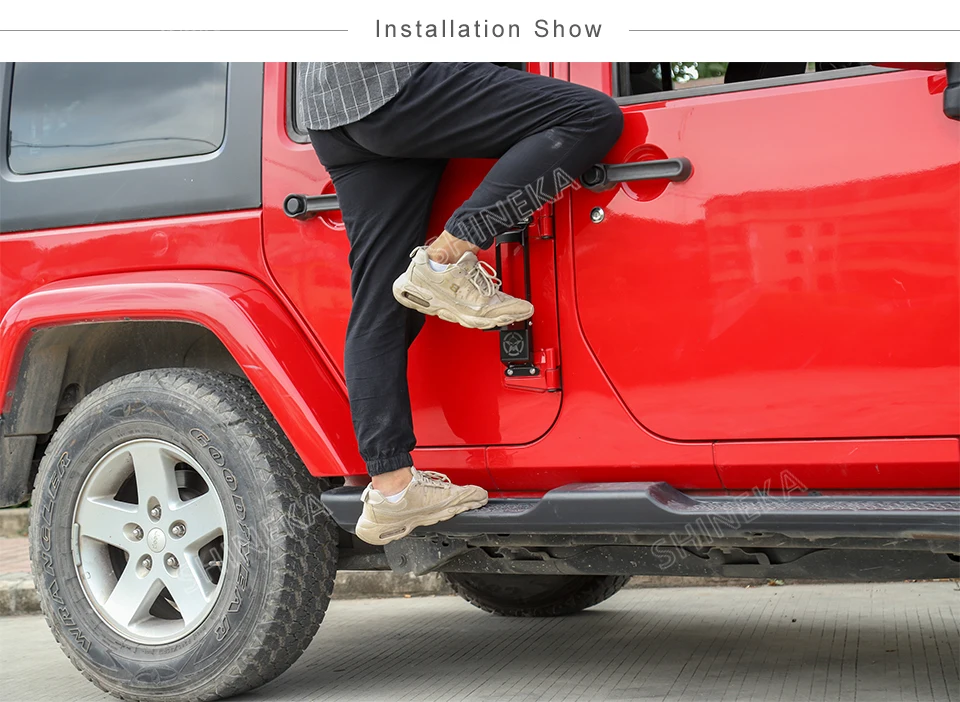 SHINEKA хромированный Стайлинг для Jeep Wrangler JK 2007- дверные петли для автомобиля альпинистский комплект для ног Педальный колышек для Jeep Wrangler JK