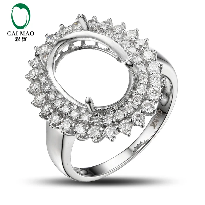 CaiMao полуустановочное кольцо овальной огранки и 0.93ct бриллиант 18k белое золото