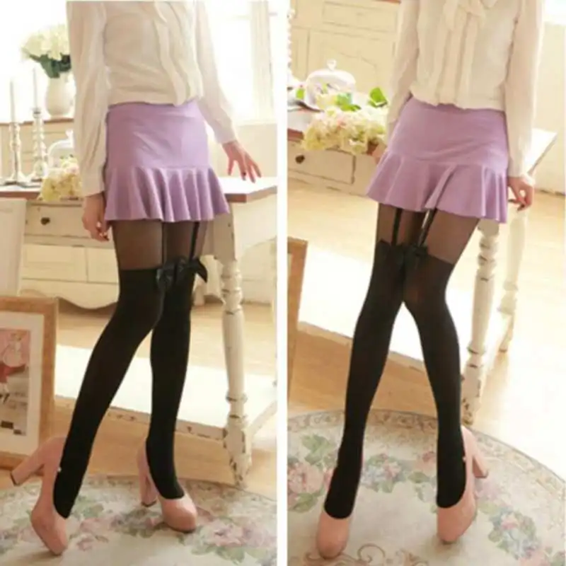 Женские пикантные бархатные колготки поддельные высокие чулки женские подтяжки