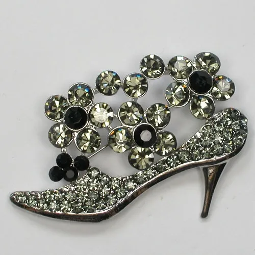 

Black Rhinestone Shoes Pin brooches Wedding party C2136 H
