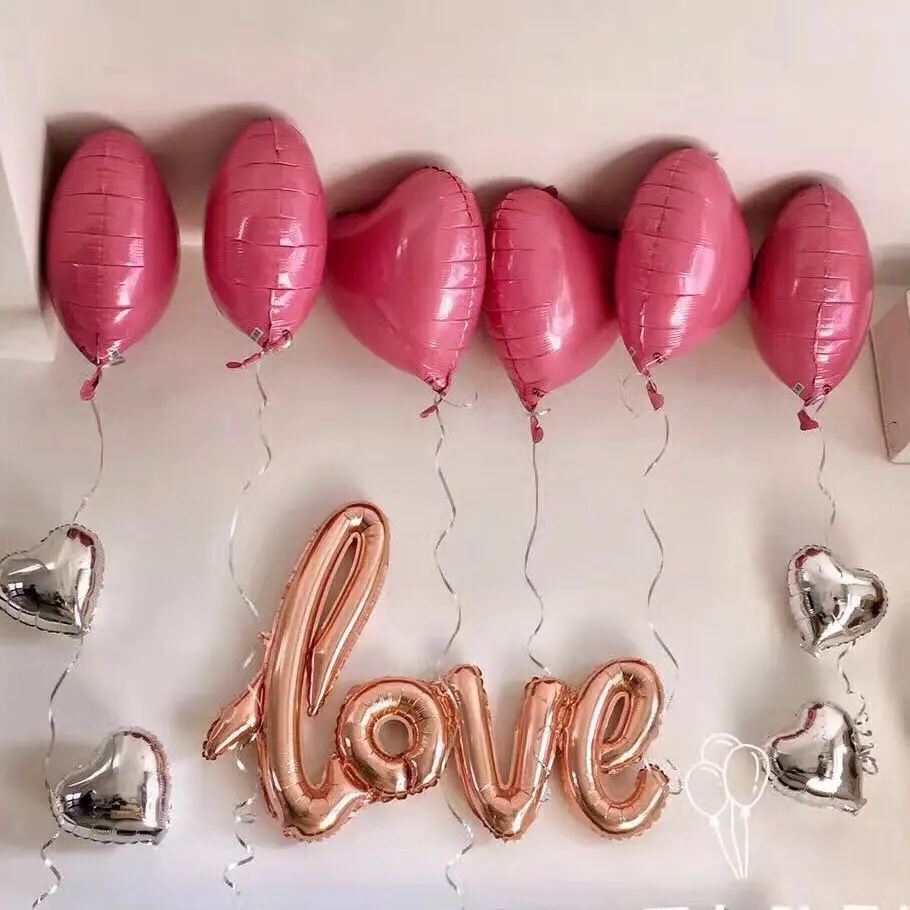 5 шт./лот розовое золото лигатуры Love письмо Фольга шар Юбилей на свадьбу, на День святого Валентина вечерние украшения хрустальный шар надувной бокал для шампанского