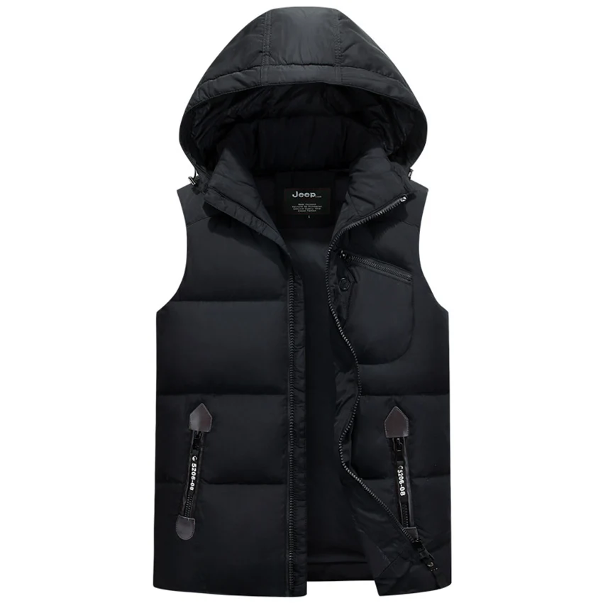 AFS JEEP 2016 Quality Branded Men's Winter Down Vests White Duck Padded Hooded Waistcoats Ultra Light Men L-5XL |