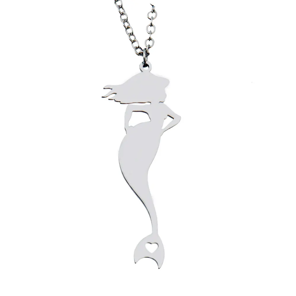 Dainty Mermaid Necklace for Women Jewelry Stainless Steel Polished Gold Color Cute Choker Chain 18'' +2'' Collier Femme NL2657 |