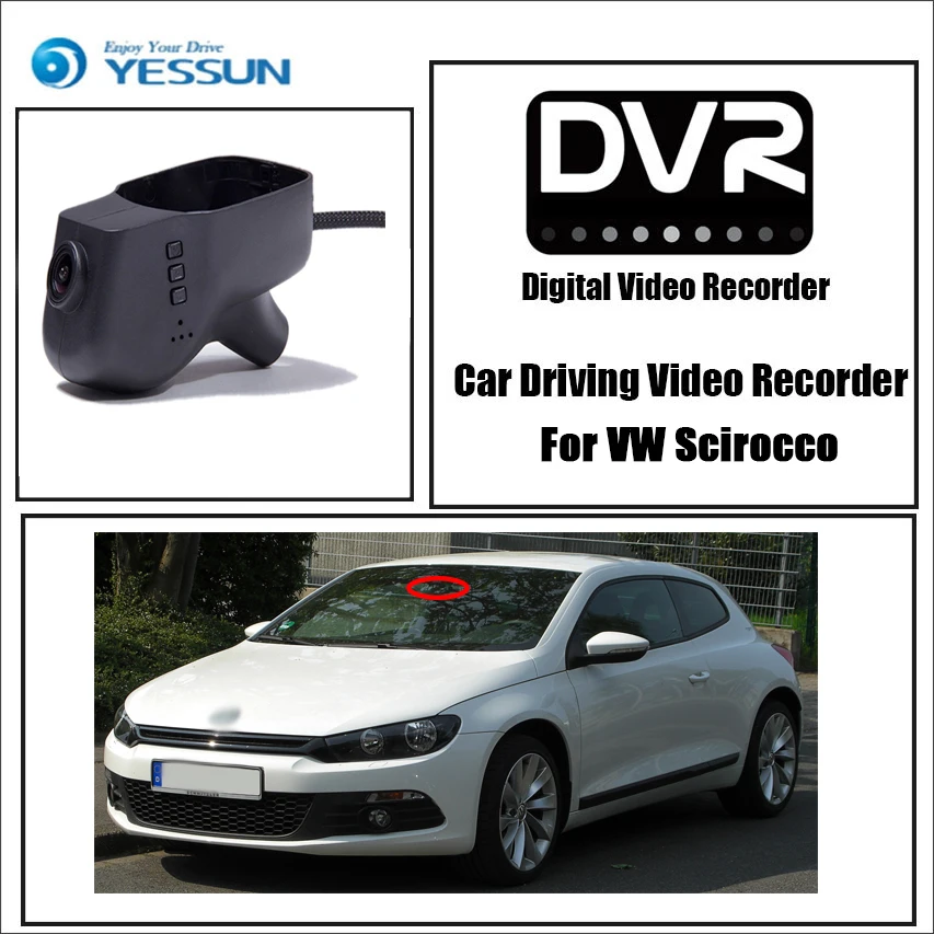 

YESSUN для Volkswagen Scirocco Автомобильный видеорегистратор для вождения видео рекордер мини приложение управления Wifi камера FHD 1080P регистратор видеорегистратор