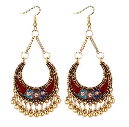 Серьги с кисточками Boho эмалированные зеленые этнические серьги подвески для