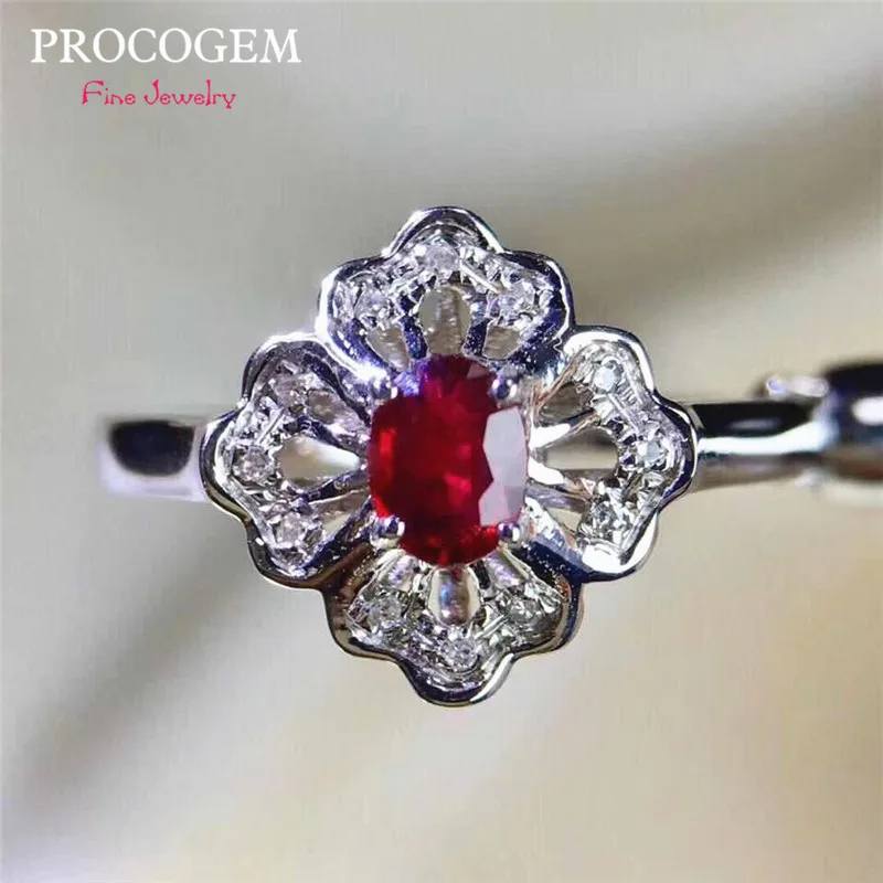 Trendy Natural Burma ruby Rings for Women Party Engagement 0.45Ct heated Genuine gemstones Fine jewelry 925 Sterling Silver #490 | Украшения
