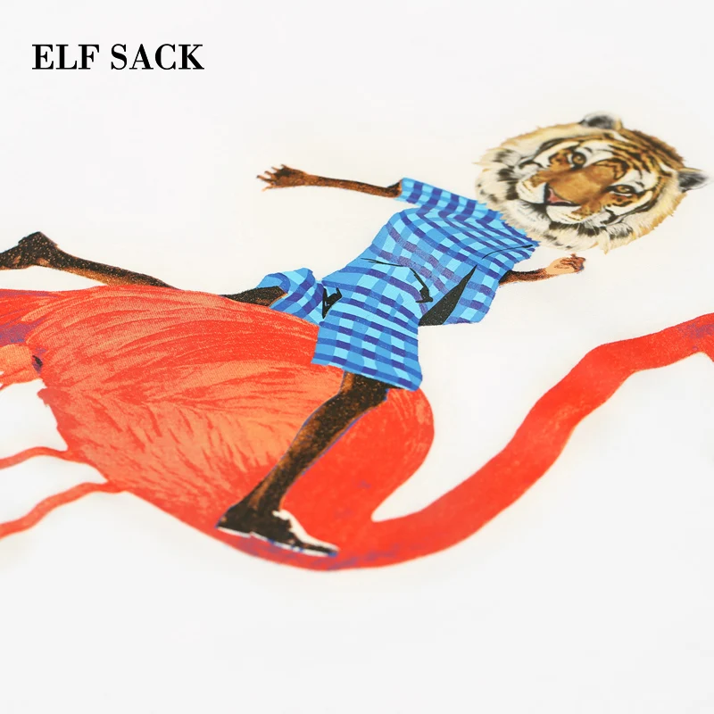 ELFSACK весна 2019 новинка большие размеры футболки для женщин хлопок на каждый день
