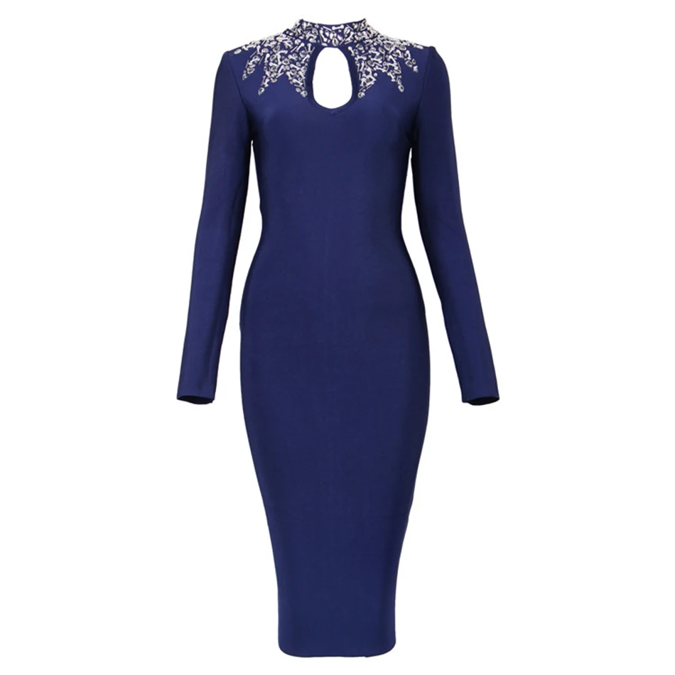 Лето г. новые женские платье водолазка Бандажное платье Сексуальная Bodycon бриллиантами знаменитости партия черный темно платья vestidos