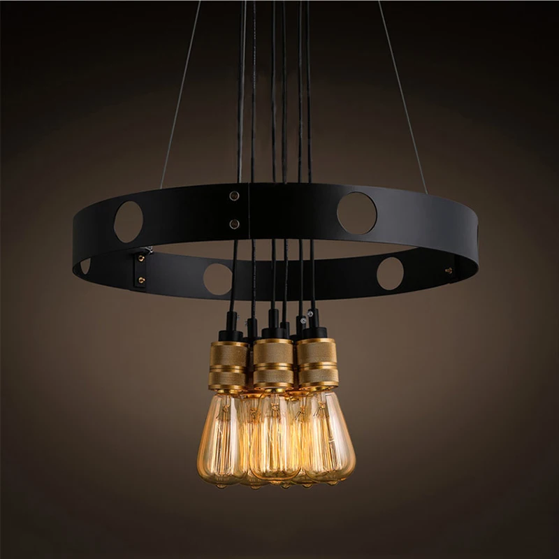 Eusolis 6 Heads Industrial Pendant Light Loft Vintage Kroonluchter Ijzer Droplight Modern Lighting Fixture Dining Room Lights | Лампы и