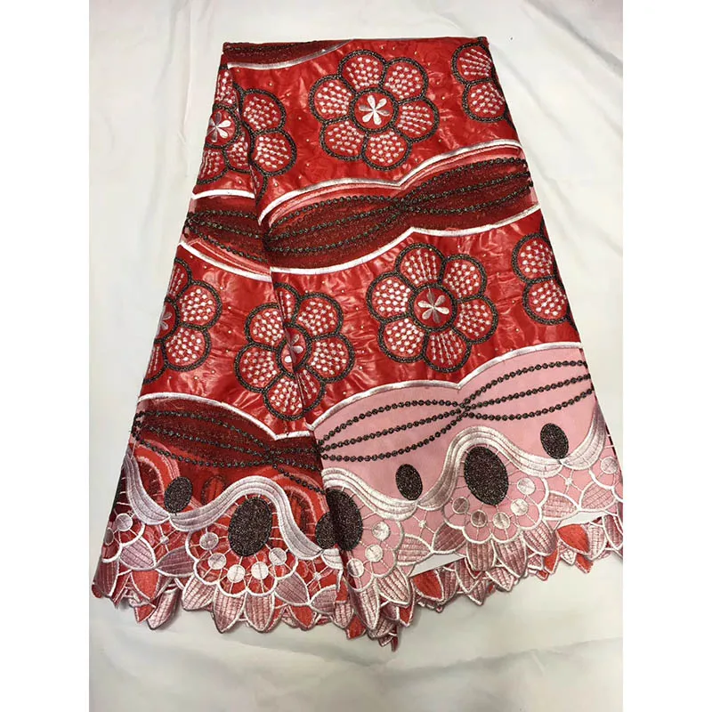 Королевский синий цветок Вышивка Материал 5 ярдов Базен Riche Getzner Африканский