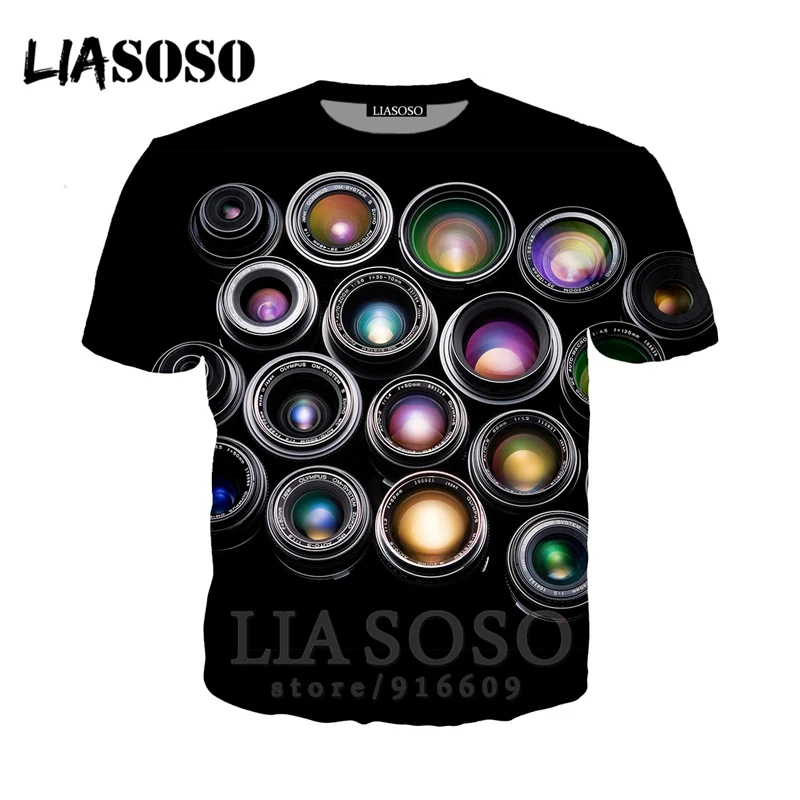 Футболка с 3D принтом для мужчин и женщин футболки объективом камеры уличная