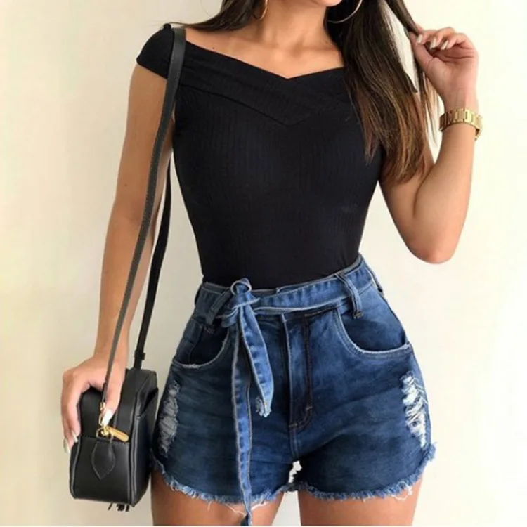 Женские джинсовые шорты с высокой талией джинсы сексуальные повседневные штаны