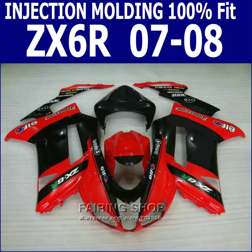 Цвета: красный черный zx6r 2008 08 07 2007 обтекатель комплект для Kawasaki ninja материалы