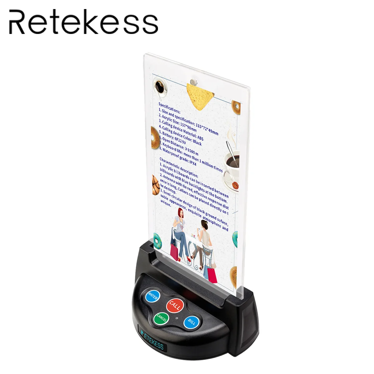 1pc Retekess TD006 четыре кнопки беспроводной звонок пейджер кнопка вызова передатчик для беспроводной системы вызова для ресторана кофе - Цвет: 1pc