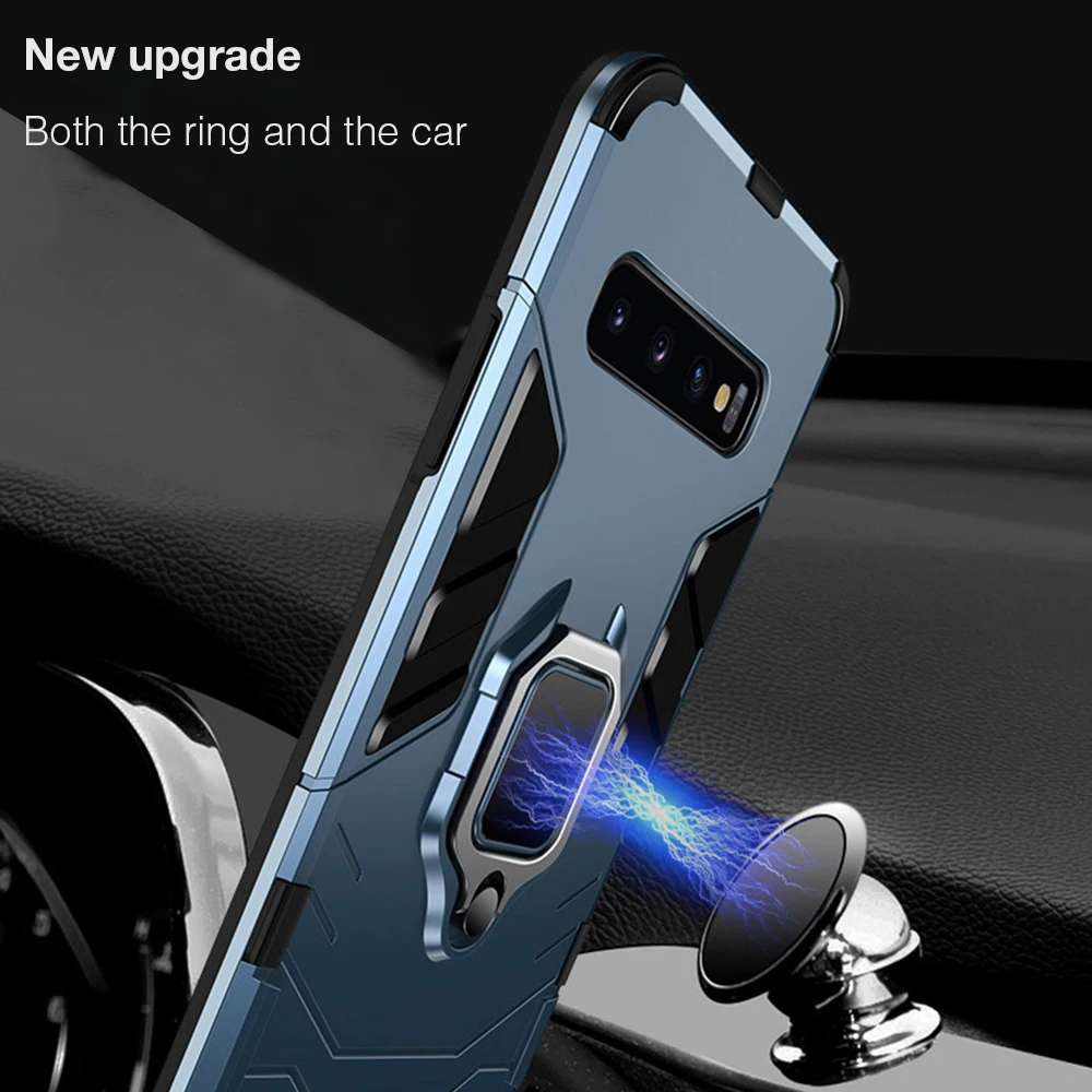 Heyytle Armor Shockproof Case For Samsung Galaxy S9 S8 Plus S7 edge A5 S10 Metal Magnet Ring Holder Note 8 9 Cover |