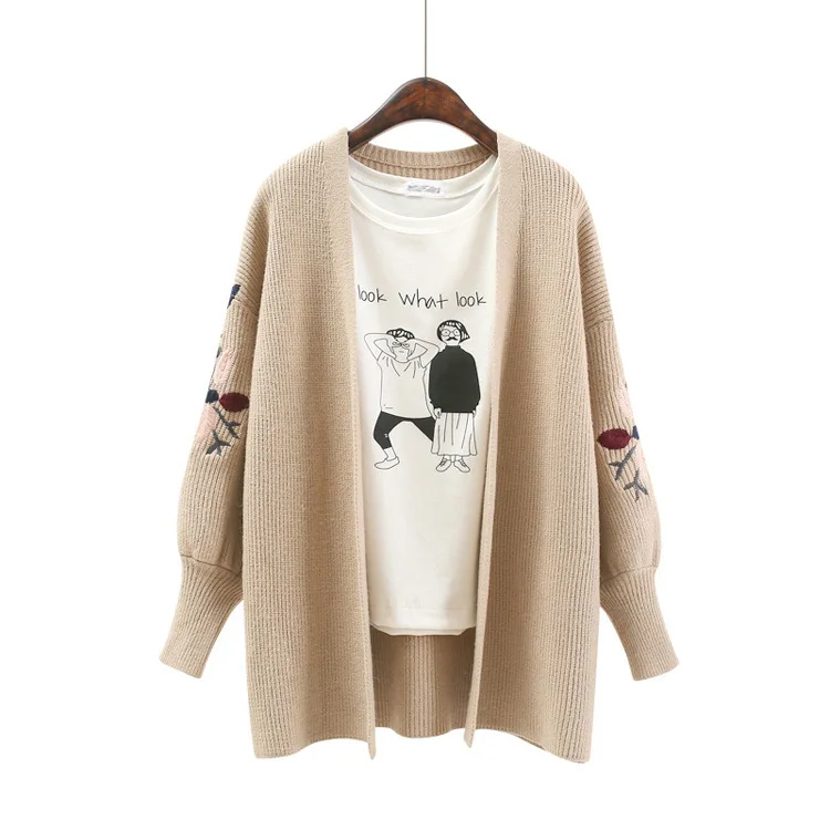 2019 New Autumn Embroidery Cardigan Women Sweater Knitted Coat Oversize Cardigans Long Sleeve Winter Sweaters |