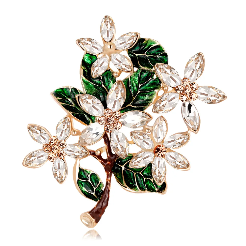K гаджетов зеленый лист Брошь Винтаж эмаль броши Bijoux FlowerAustrian Кристалл Хиджаб