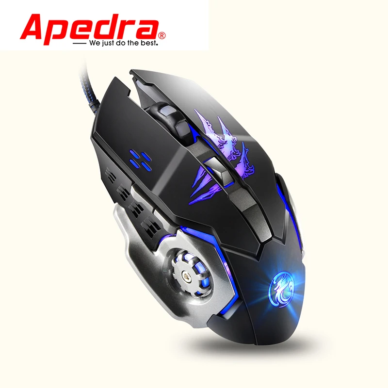 Все новые Apedra A8 3200 точек/дюйм эргономичная Проводная игровая мышь USB LED четыре